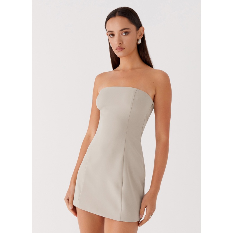 Ayanna Strapless Mini Dress – Beige