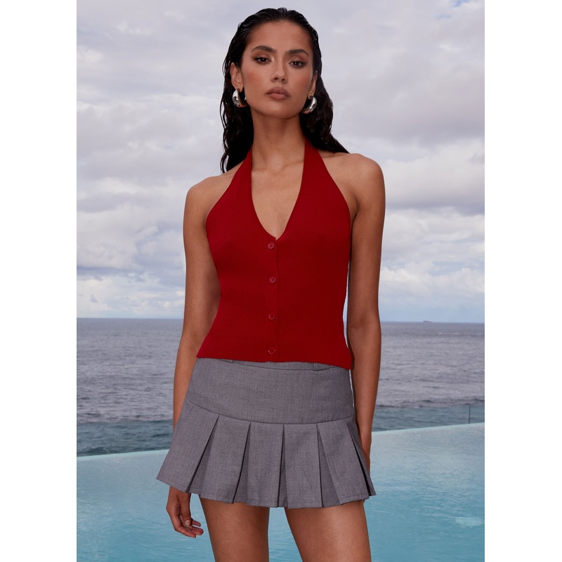Danica Pleated Mini Skirt – Charcoal