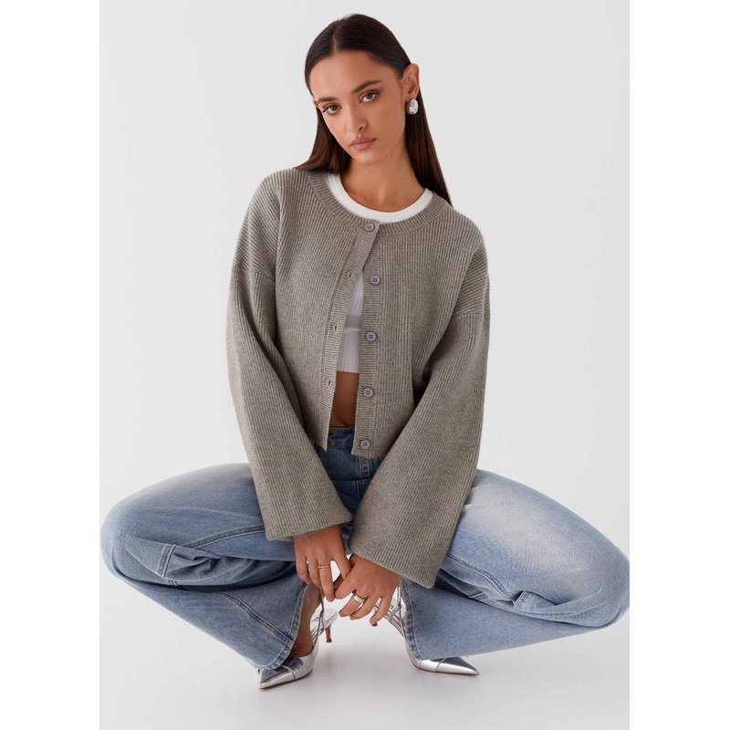 Daphne Knit Cardigan – Light Grey
