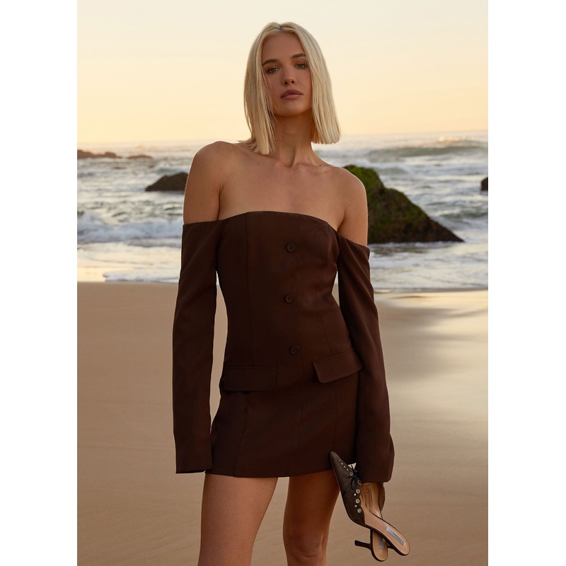 Dominique Blazer Mini Dress – Chocolate
