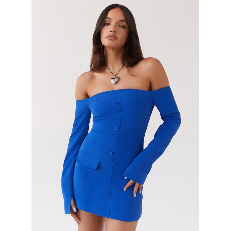 Dominique Blazer Mini Dress – Cobalt