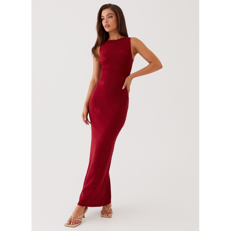 Holly Knit Maxi Dress – Red