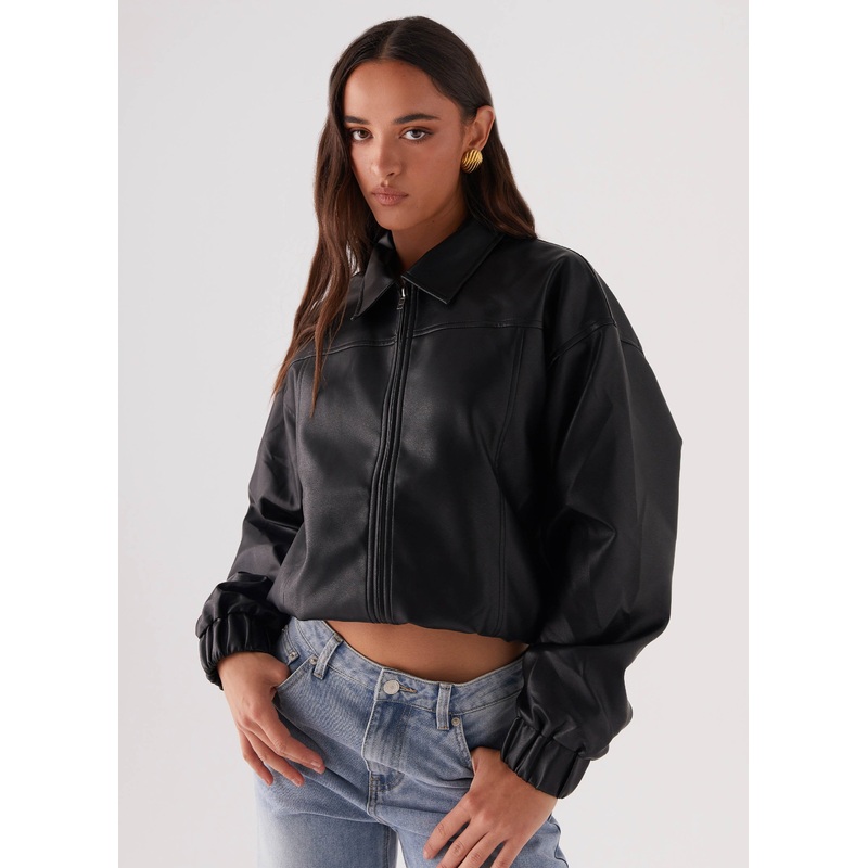 Houghton Oversized Bomber Jacket – Black
