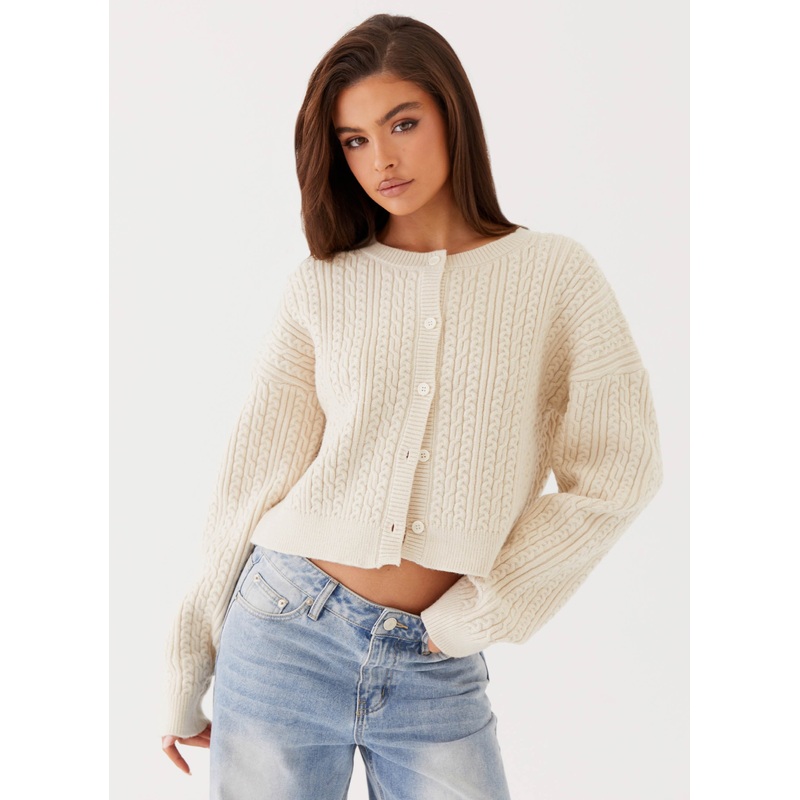 Linnea Oversized Knit Cardigan – Ivory