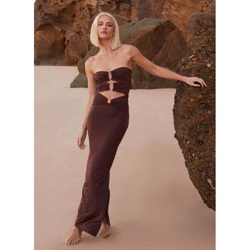 Natasha Strapless Maxi Dress – Chocolate