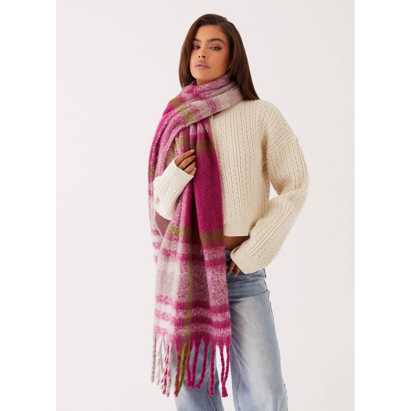 Rainier Plaid Scarf – Pink