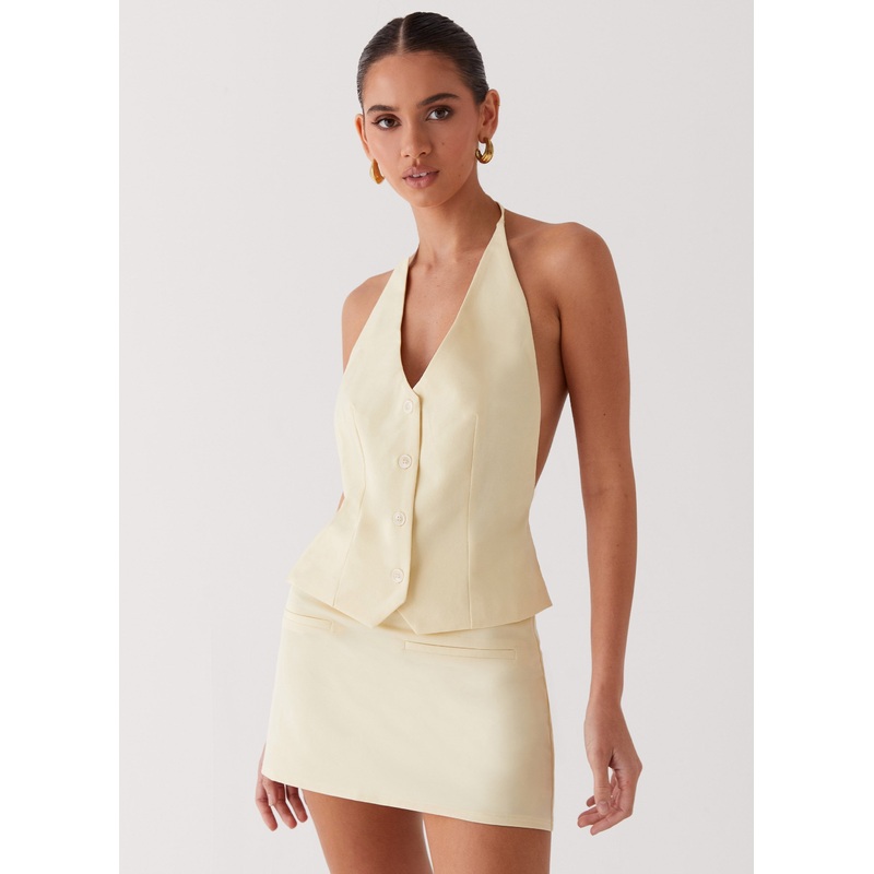 Sarah Halterneck Vest Top – Butter