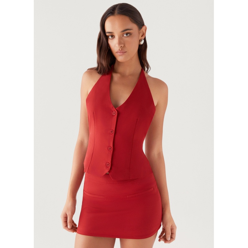 Sarah Mini Skirt – Ruby Red