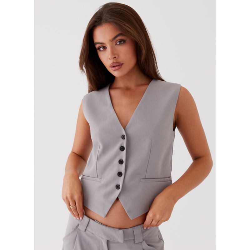 Shivonne Oversized Vest – Grey