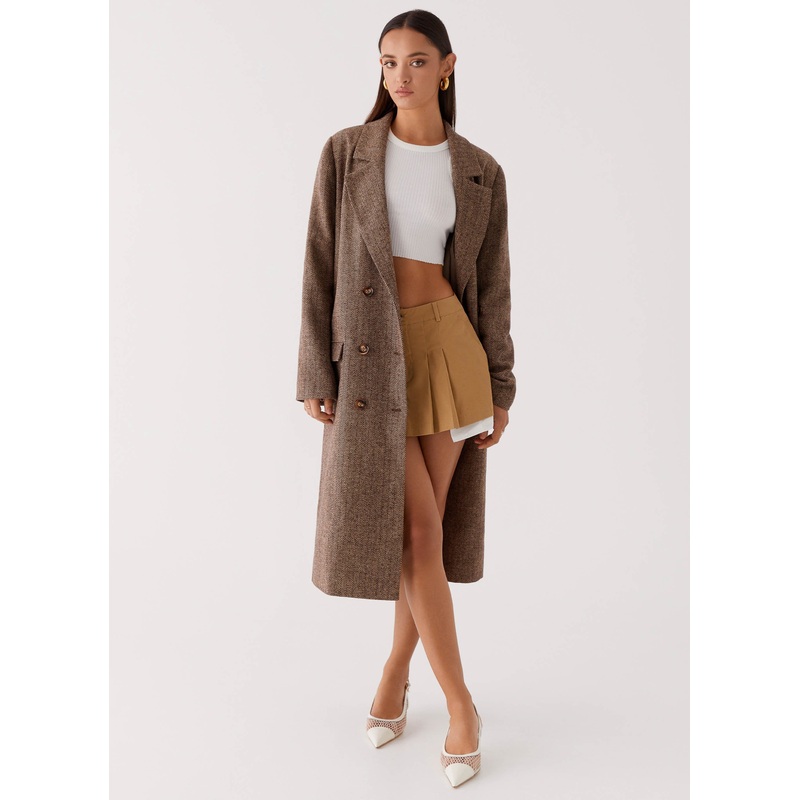 Since Way Back Longline Coat – Brown