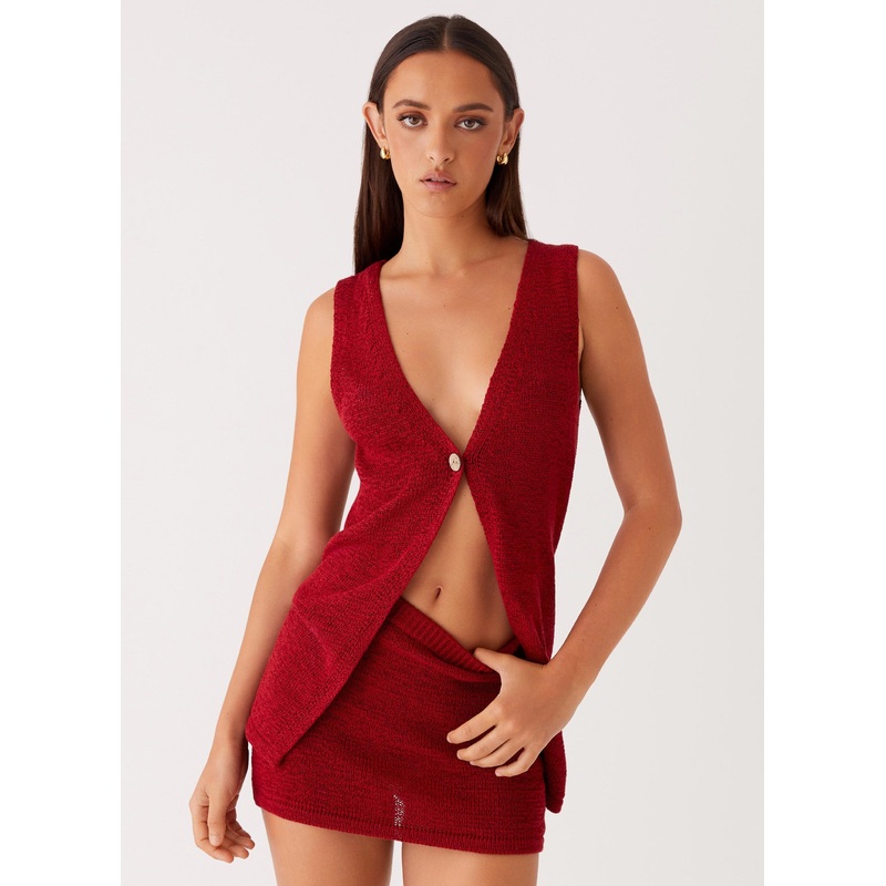 Capri Glow Knit Skirt – Maroon