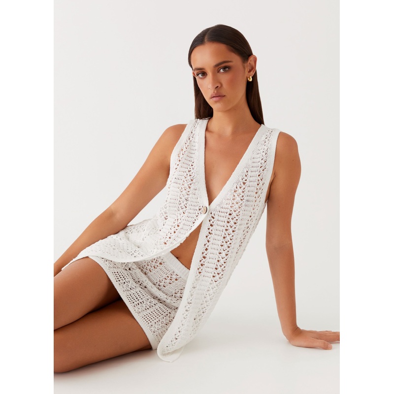 Capri Glow Knit Top – Cloud White