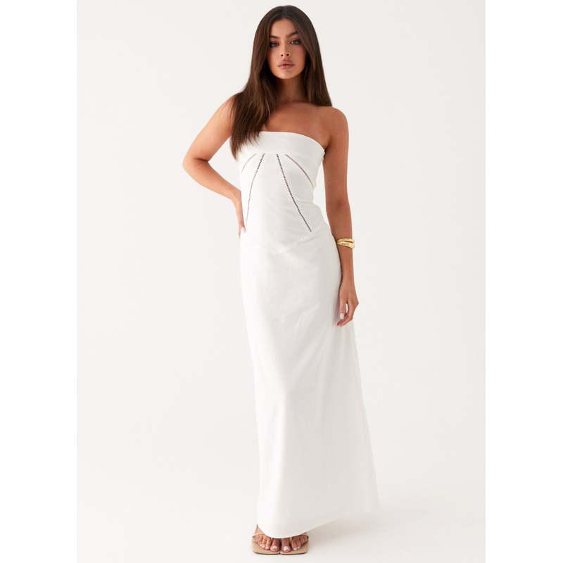 Cerisa Linen Maxi Dress – White