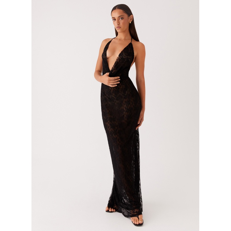 Champagne Coastline Maxi Dress – Black
