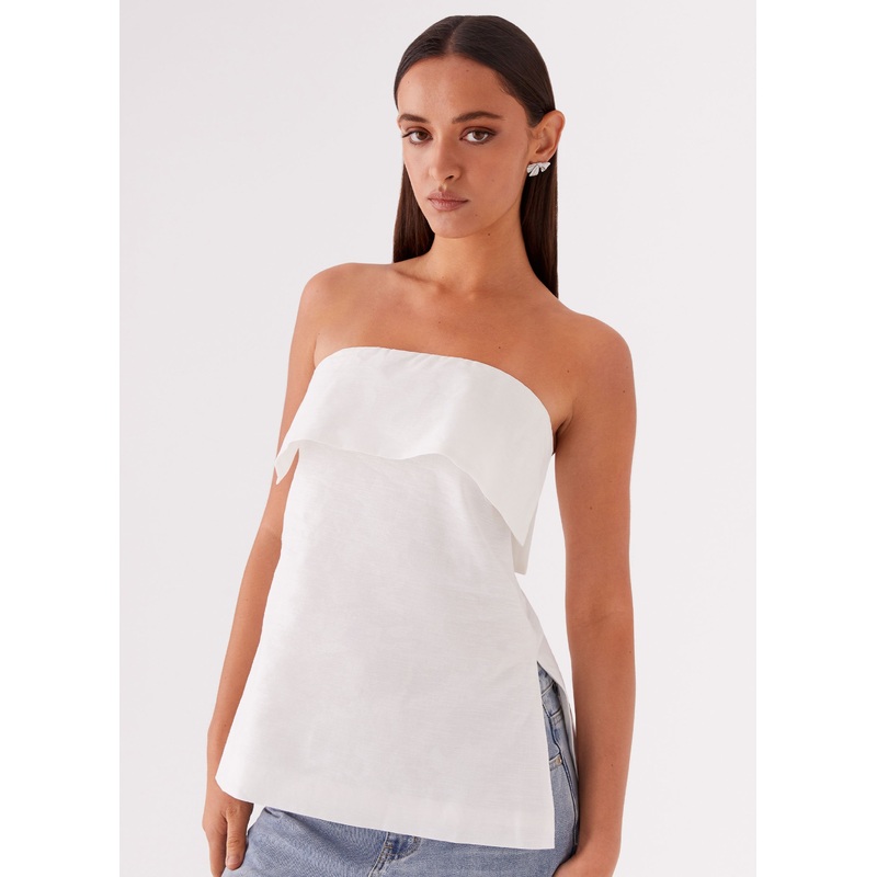 Dalmia Linen Top – White