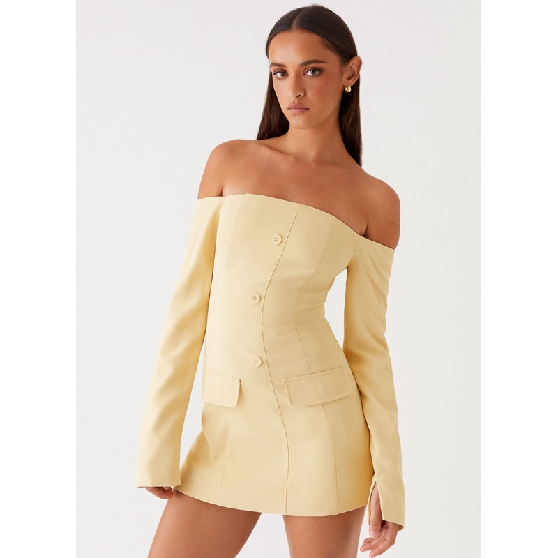 Dominique Blazer Mini Dress – Yellow