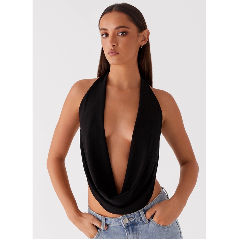Elysia Chiffon Top – Black