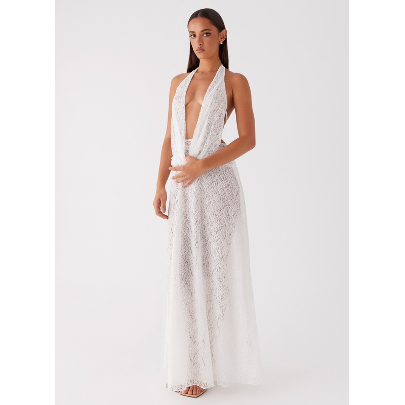 Elysia Lace Maxi Dress – White
