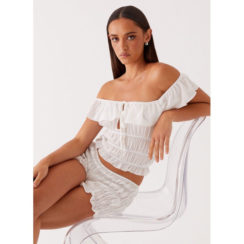 Girls Like Us Ruched Top – White