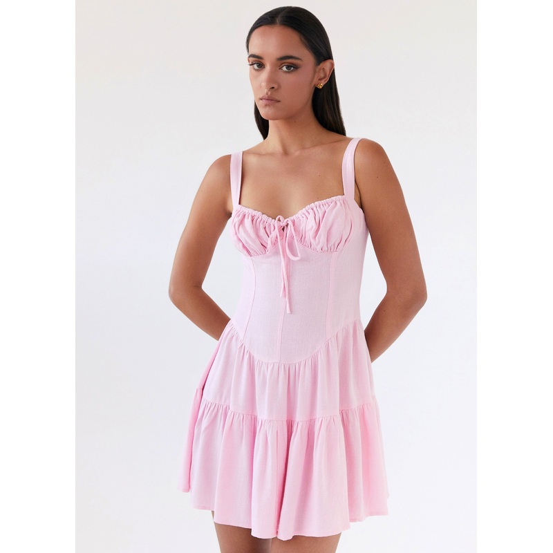 Lucie Linen Mini Dress – Pink