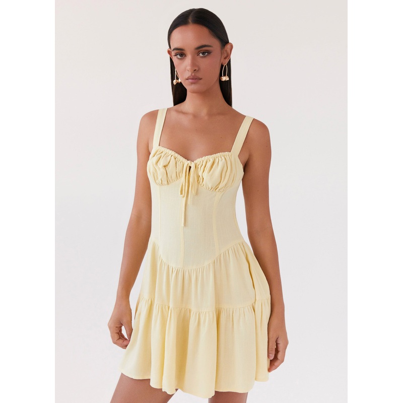 Lucie Linen Mini Dress – Yellow