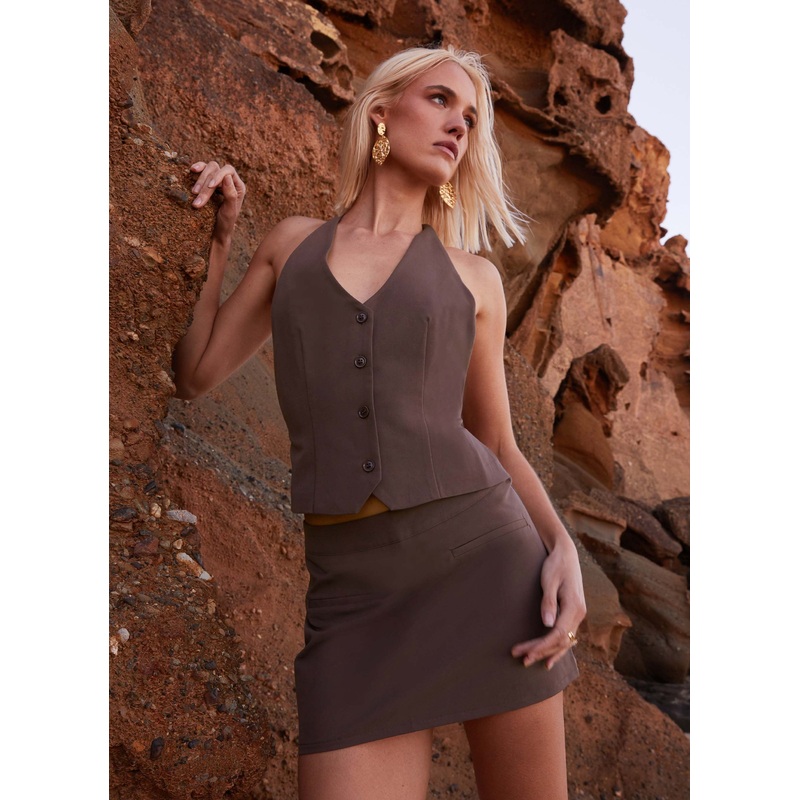 Sarah Mini Skirt – Chocolate