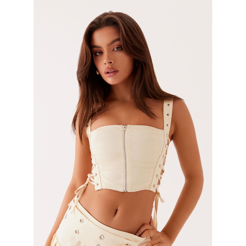 Tahnee Eyelet Crop Top – Ivory