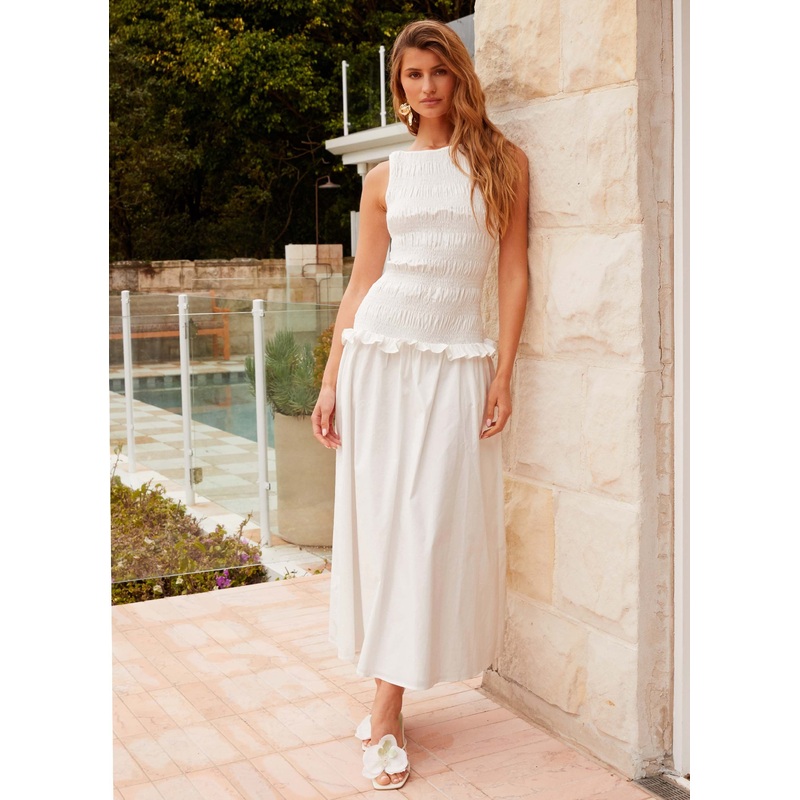 Vienna Anna Ruffle Maxi Dress – Ivory