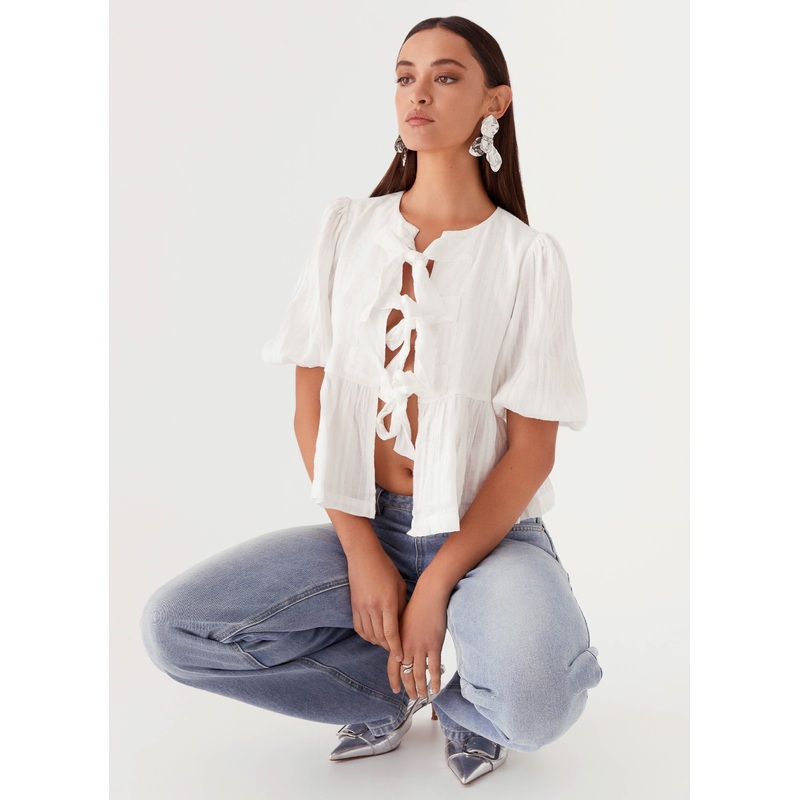 Western Wind Tie Top – White