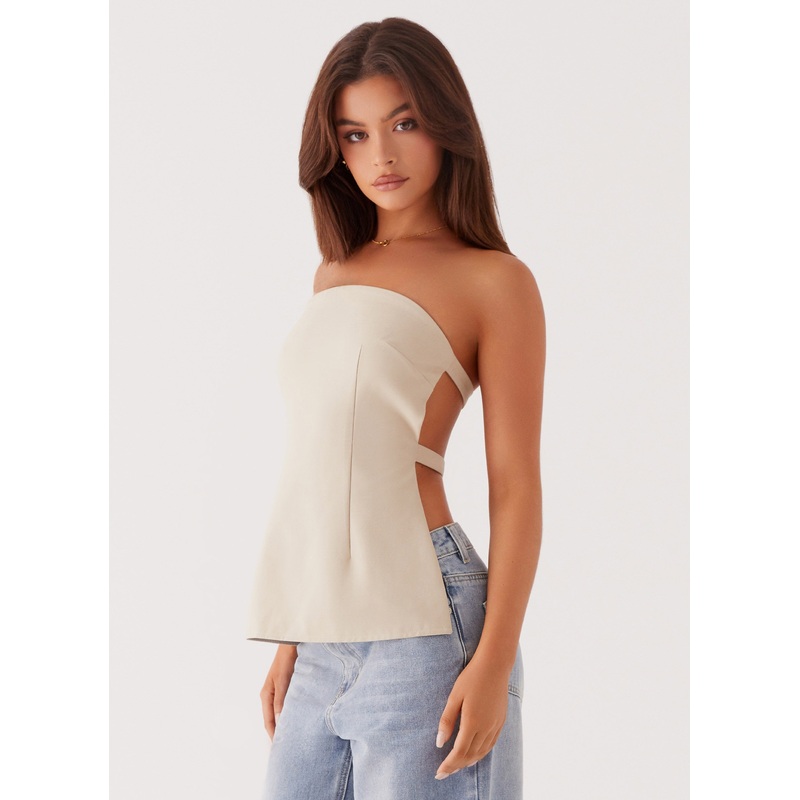 Willow Rivers Strapless Top – Beige