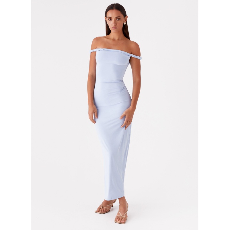 Arabella Twist Shoulder Maxi Dress – Blue