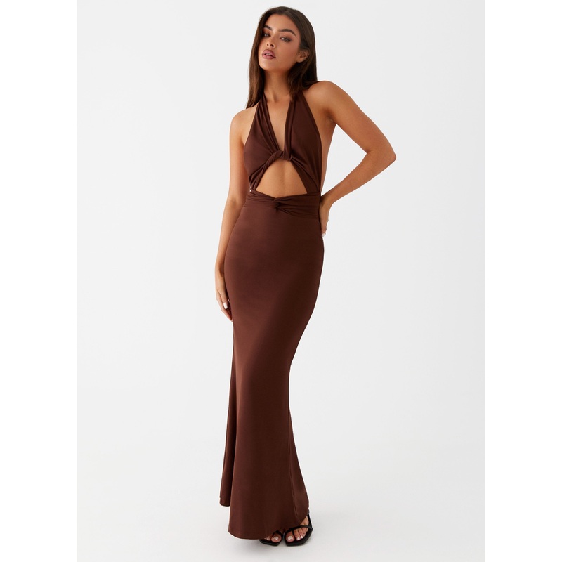 Carolina Twist Maxi Dress – Chocolate