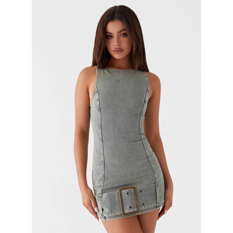 Dark Matter Mini Dress – Washed Denim