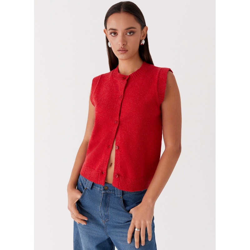 Hanson Knit Vest Top – Red