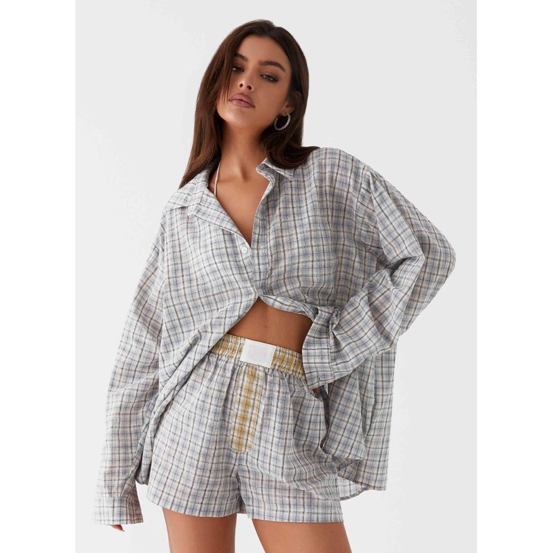 Harley Oversized Shirt – Grey Check