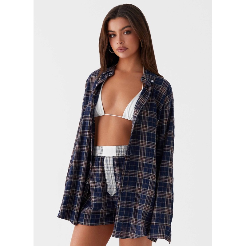 Harley Oversized Shirt – Navy Check