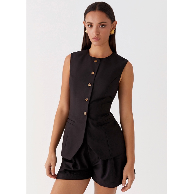 Siena Style Tailored Vest – Black