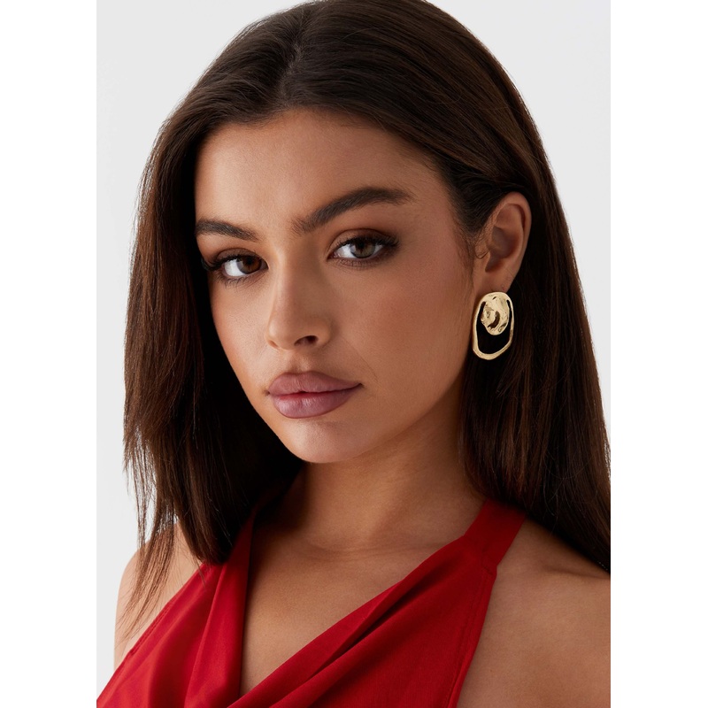 Stone Edge Earrings – Gold