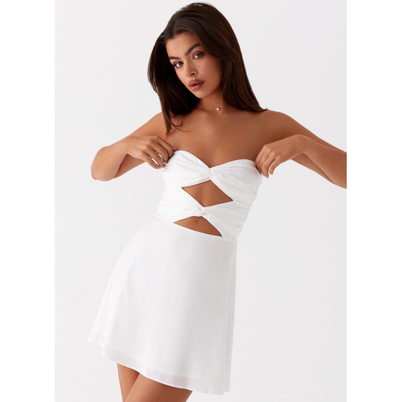 Taga Twist Mini Dress – White