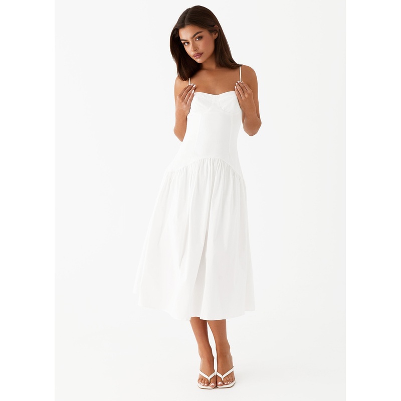Yvette Corset Midi Dress – White