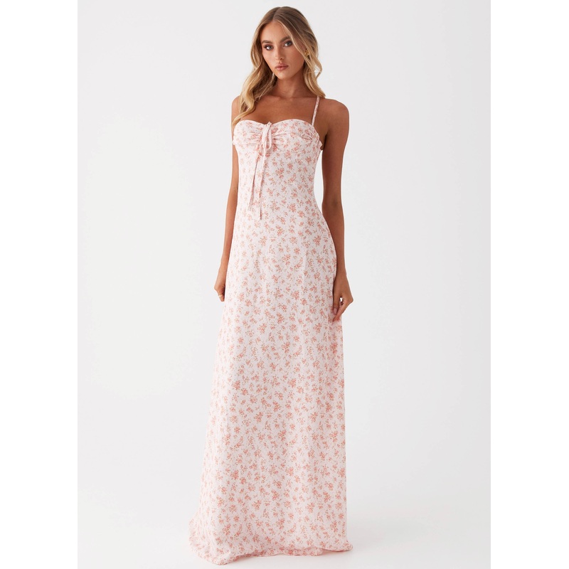 Aveline Bustier Maxi Dress – Pink Ditsy Floral