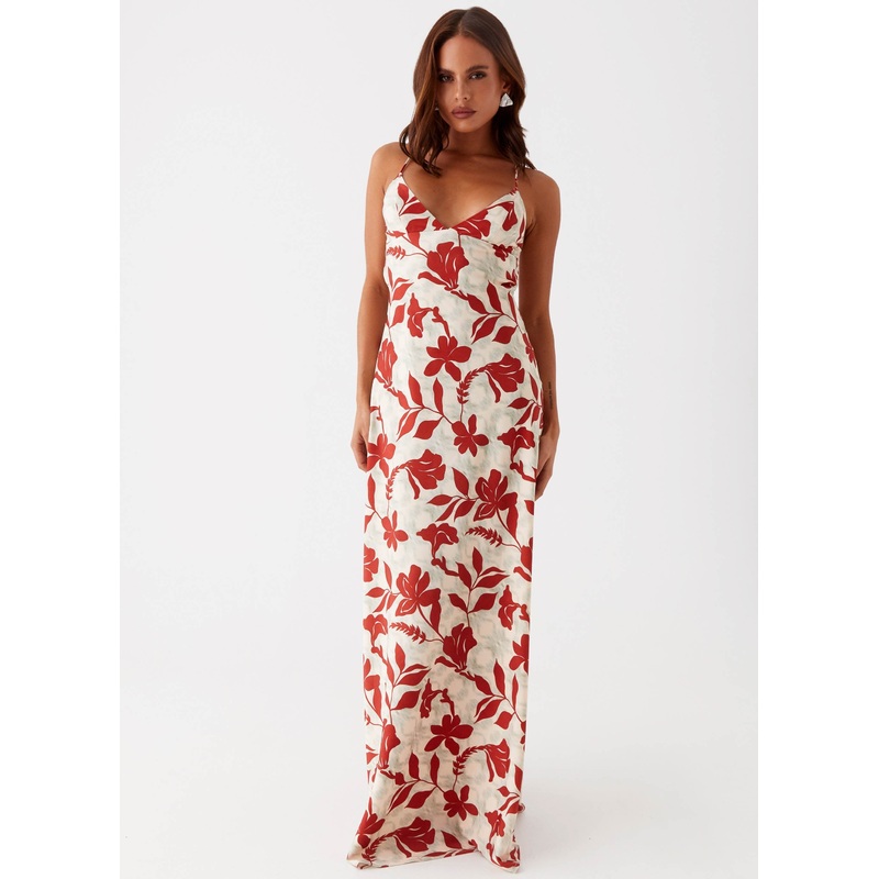 Cecily Maxi Dress – Red Green Floral