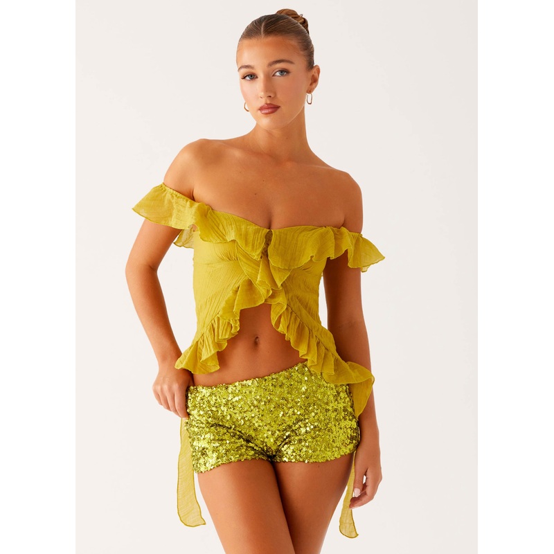 Dylan Off Shoulder Top – Lime