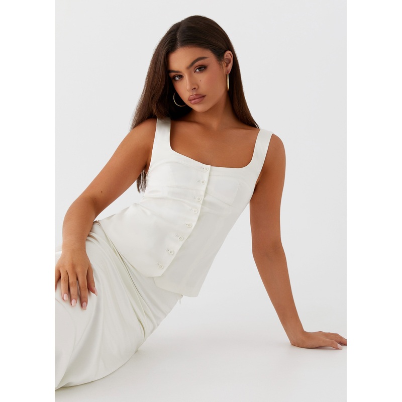 Golden Skies Bustier Panel Top – Ivory