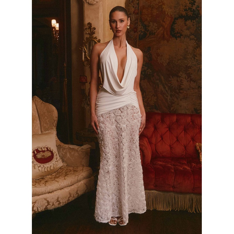 Kita Textured Maxi Dress – White