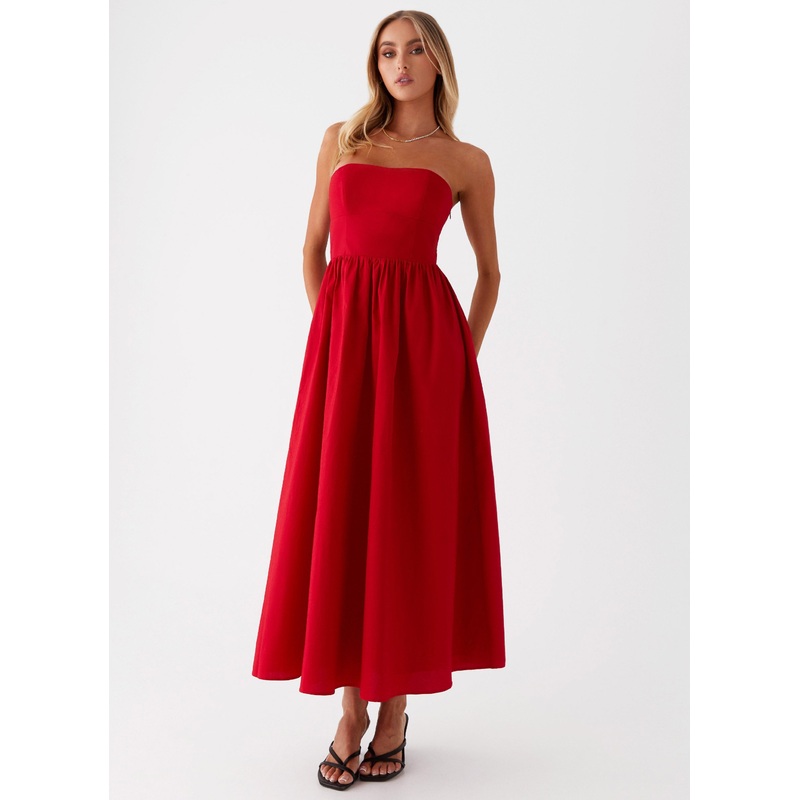 Love Me Later Midi Dress – Red