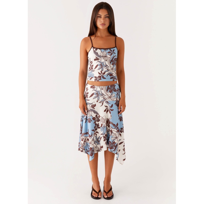 Skye Midi Skirt – Bluewood Blossom
