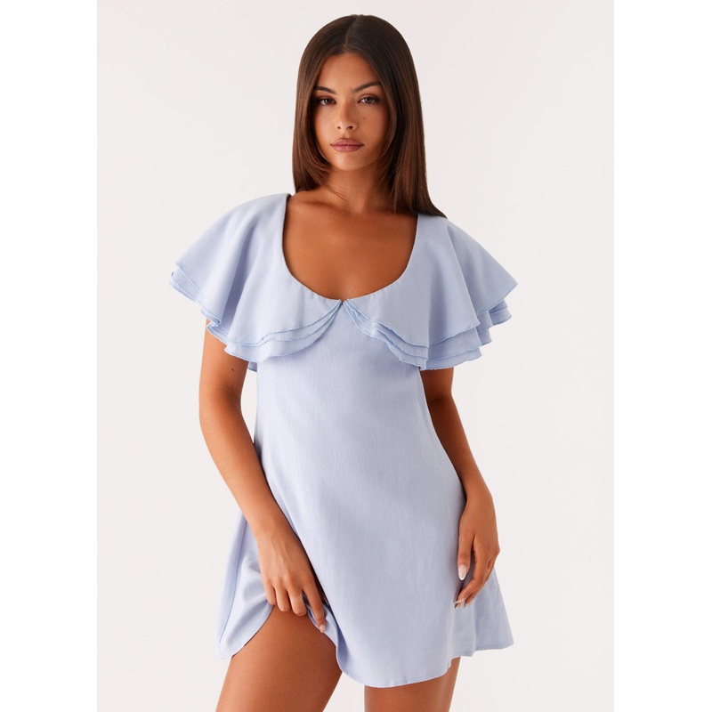 Taye Linen Mini Dress – Blue