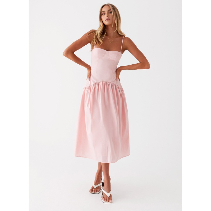 Yvette Corset Midi Dress – Pink