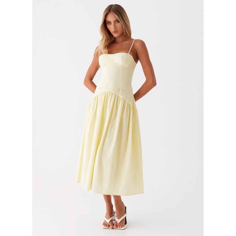 Yvette Corset Midi Dress – Yellow